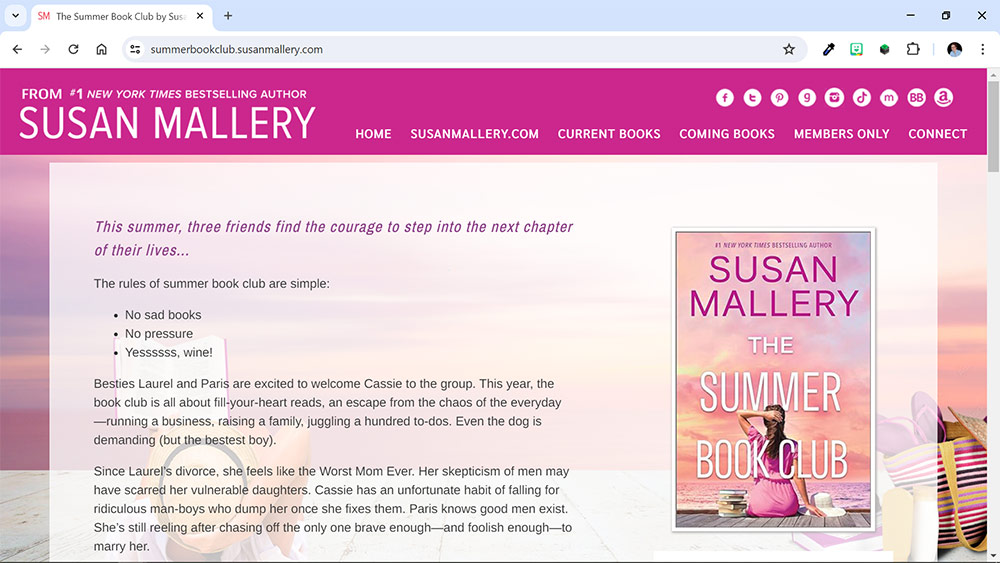 Author Susan Mallery, The Summer Bookclub - <a href='https://summerbookclub.susanmallery.com/' target='_blank'>https://summerbookclub.susanmallery.com/</a>